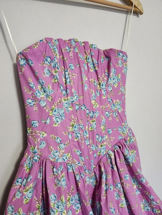 Zara Floral Bubble Hem Dress Size S - Picture 2 of 7